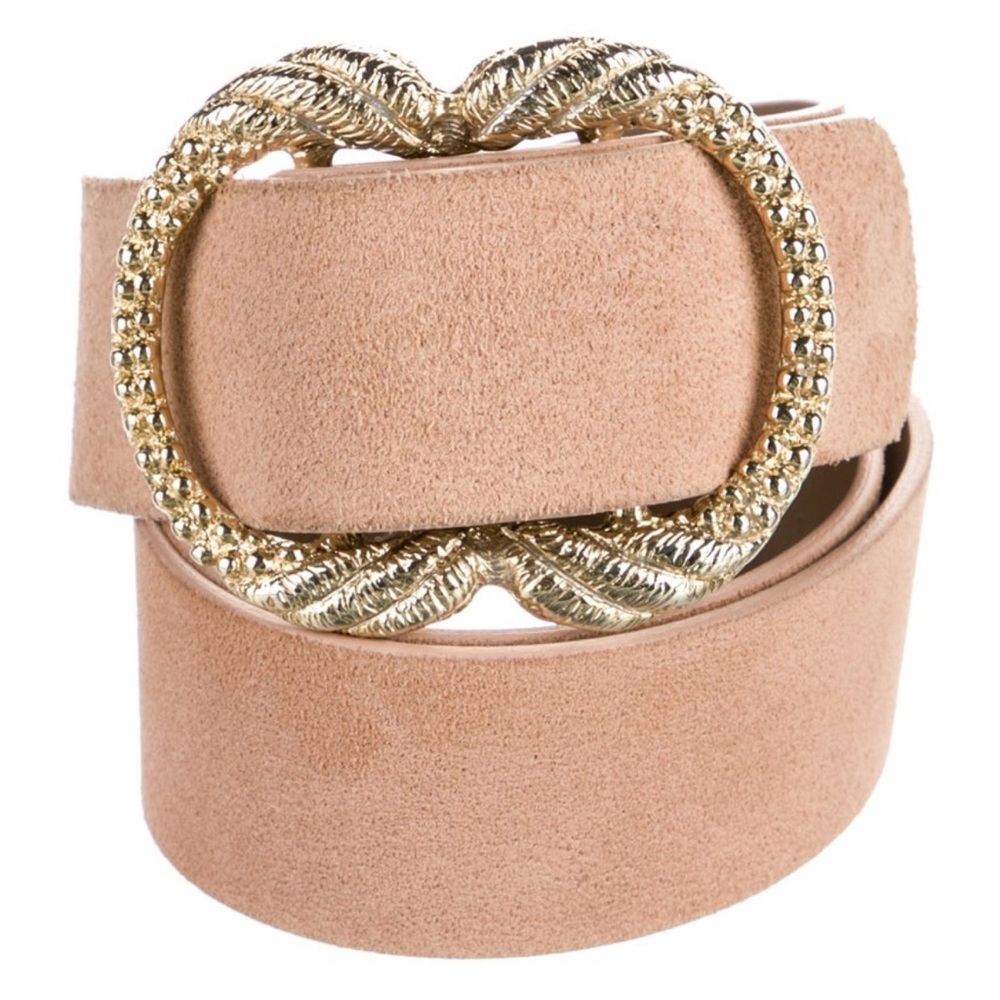 Sezane Gold and Tan Belt with Intricate Buckle